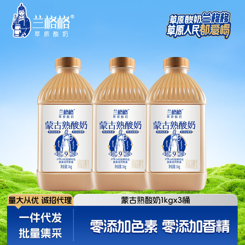 兰格格熟酸奶1kg2桶大桶内蒙特产