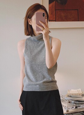 btbstudio 限量定染色 康赛妮羊绒 自由慵懒堆堆领设计无袖打底衫