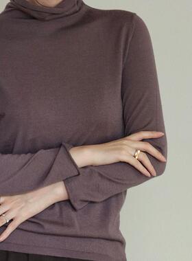 btbstudio自留推荐 高领小卷边美丽奴极细羊毛修身亲肤打底衫