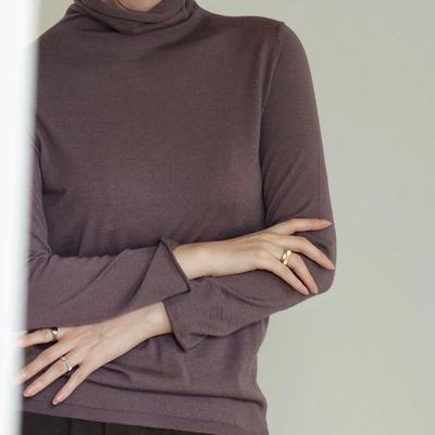 btbstudio自留推荐 高领小卷边美丽奴极细羊毛修身亲肤打底衫