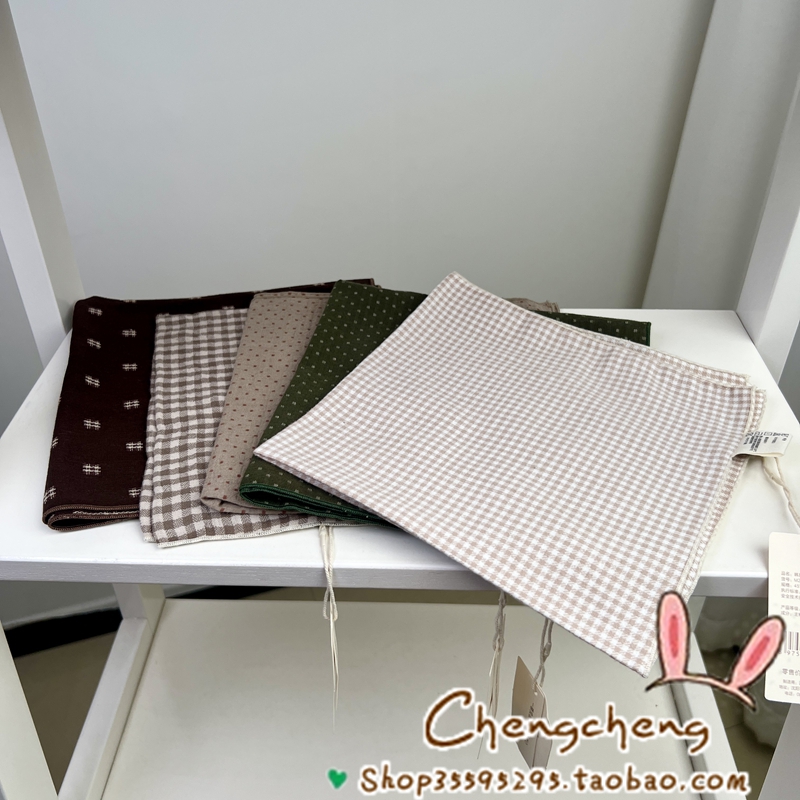 木然良品秋季男女宝宝婴儿童文艺素色纯棉方巾围巾三角巾韩风围嘴