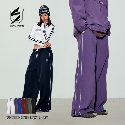 US联邦街牌速干四边裤休闲阔腿降落伞裤美式街头嘻哈hiphop运动裤
