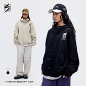 US联邦街牌连帽拉链卫衣秋冬复古街头涂鸦丝网印街舞嘻哈原创设计