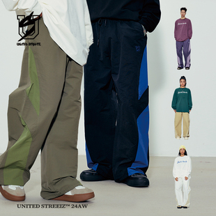 男女 秋冬户外街头潮流嘻哈休闲裤 US联邦街牌 拼接撞色运动扭扭裤