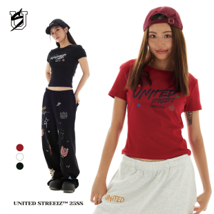 字母印花修身 夏季 显瘦透气街舞嘻哈t恤女 短袖 US联邦街牌9周年女装