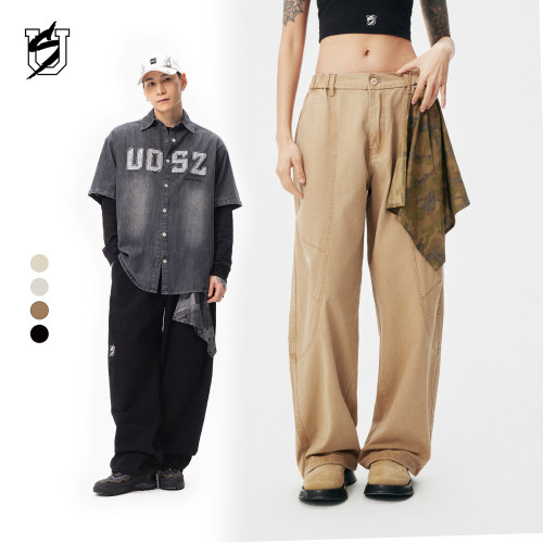 US街牌嘻哈纯棉松紧抽绳长裤