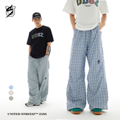 US联邦街牌格子伞兵裤 宽松速干抗皱耐磨脚口抽绳街舞嘻哈休闲长裤