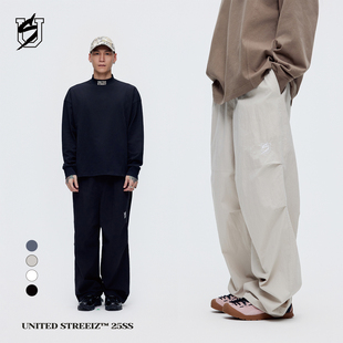 男女同款 US联邦街牌休闲伞兵裤 秋冬原创宽松嘻哈街舞捏褶伞兵长裤