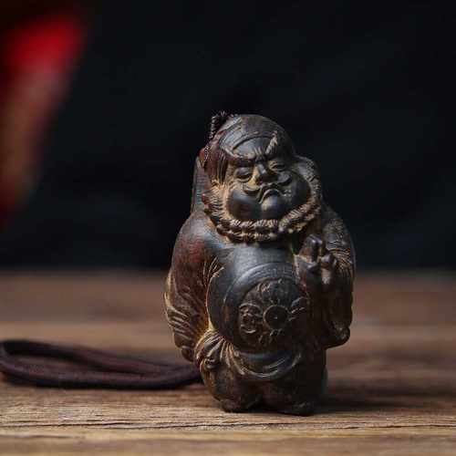 沉香木雕刻钟馗手把件男士把玩件吊坠车挂件实木人物镇宅招财摆件