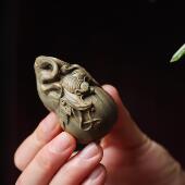 绿檀木蝙蝠葫芦手把件多子多福实木雕刻车挂件随身盘玩工艺品摆件