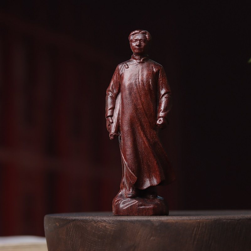 实木雕刻伟人毛主席客厅办公室装饰品青年毛泽东全身纪念雕像摆件