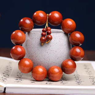 印尼帝王血龙木佛珠手串男女款手链紫檀金丝楠木北沉香琥珀木手串