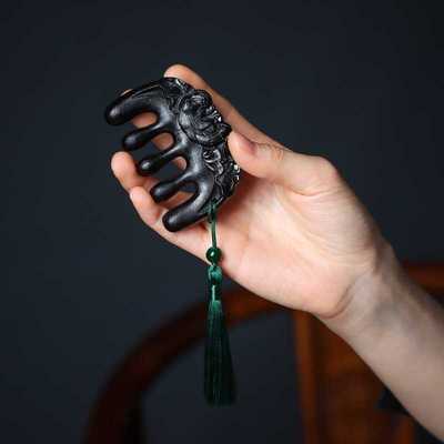 沉香木荷叶梳子头部梳头经络按摩头皮家用头疗宽齿脱发防静电男女