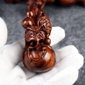 富甲天下手把件黄花梨木男士 随身把玩手玩小物件貔貅葫芦文玩摆件