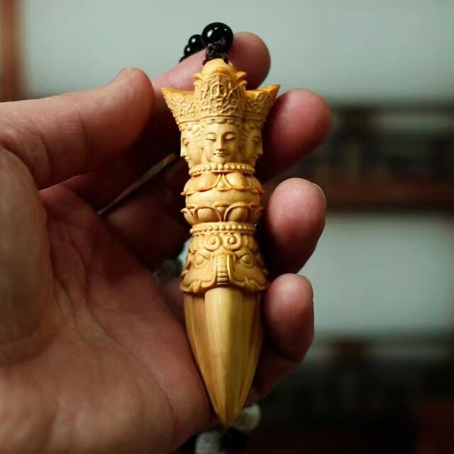 黄杨木雕金刚降魔杵实木手把件男士随身把玩工艺品饰品文玩手玩件