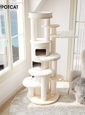 蜜罐猫剑麻桶猫爬架缅因超大型豪华保暖猫窝猫树一体猫城堡220005