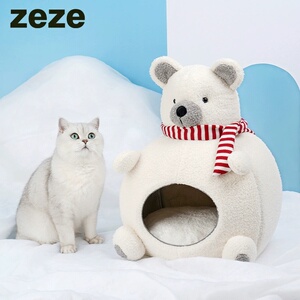 zeze北极熊猫窝冬季保暖猫咪立体四季通用暖和宠物用品