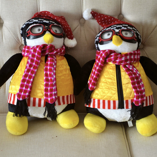全新出口老友记周边HUGSY哈奇围巾帽子泳镜马甲可拆卸毛绒企鹅