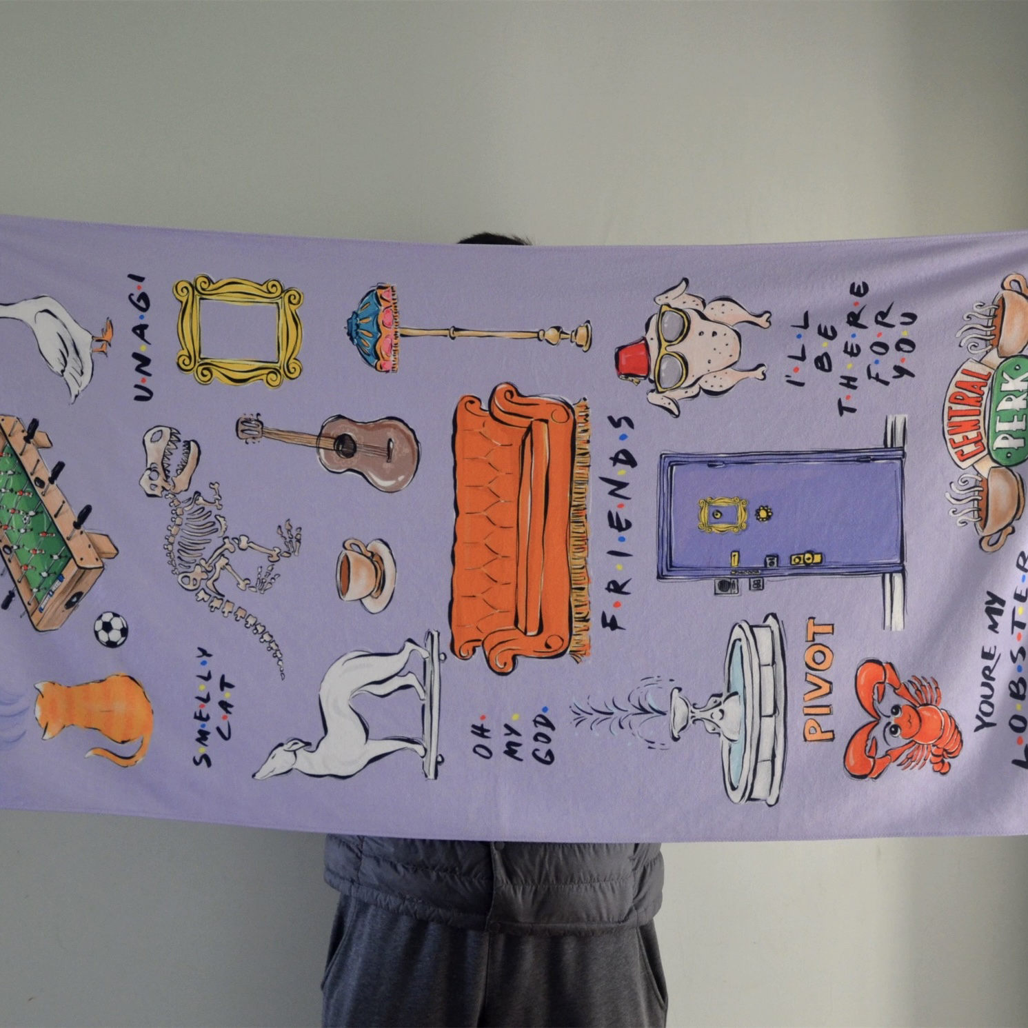 老友记原创插画纤维吸水浴巾毛巾