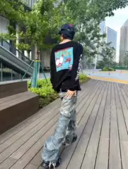 【Gy Quality】Matty Boy Collaboration with Ch Style Portrait Graffiti Waffle Knit Long-Sleeve Pullover Tee