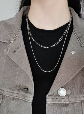 双层叠戴森系韩版朋克风锁骨链