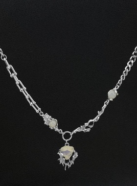 个性女生火焰月光石项链短项链