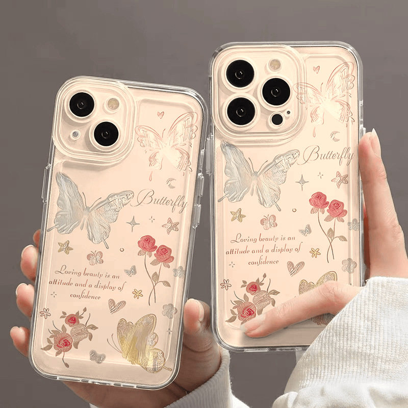 蝴蝶玫瑰适用苹果16PROMAX手机壳iPhone15plus软壳14创意13ins风x,个性定制/设计服务/DIY,手机壳/保护套定制,淘宝优惠券,粉丝福利购,淘宝优惠卷