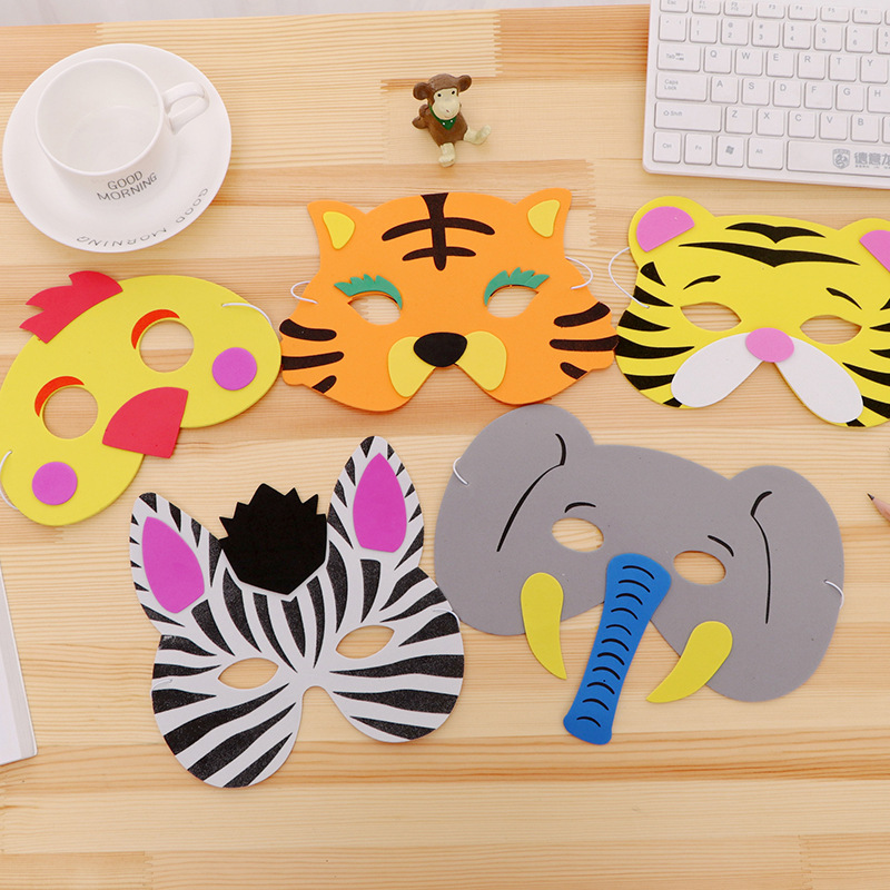 eva卡通动物面具狮子老虎儿童派对表演角色扮演道具舞会头饰玩具