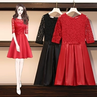 Платье большого размера, красная весенняя юбка, большой размер, подходит для полных девушек, по фигуре, 2020
