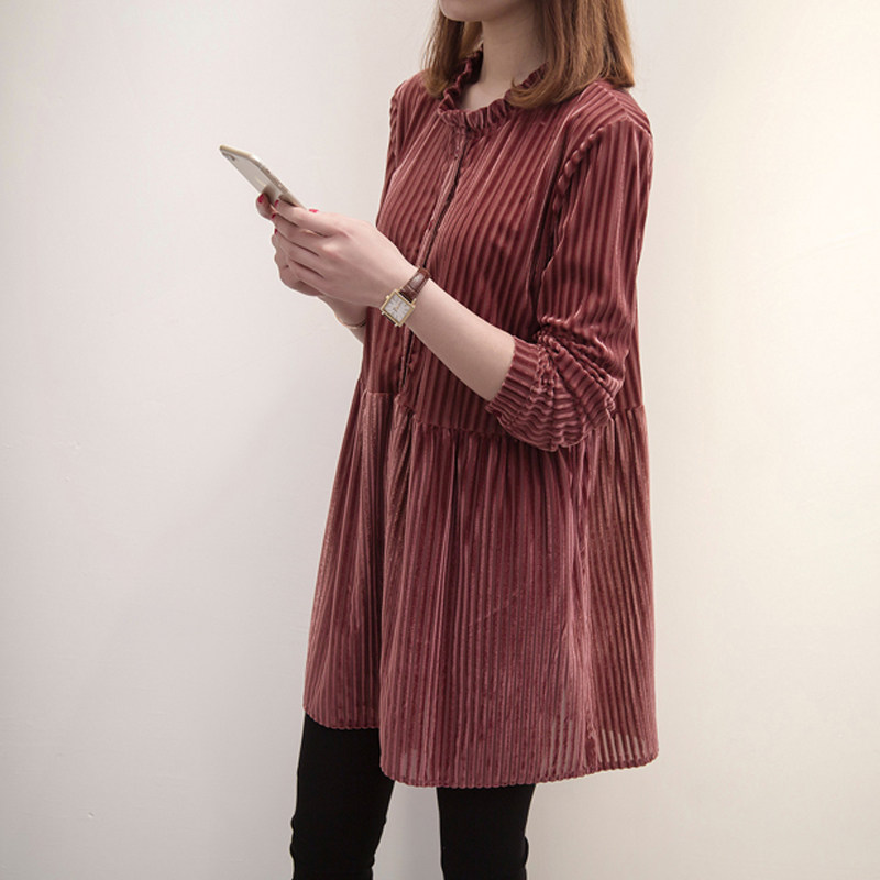 2020新中长款长袖大码衬衫胖妹妹加肥大版遮肚丝绒上衣200斤藏肉|ruв категории Женская одежда, женской одежды - от Buy2taobao.com для оказания профессиональной услуги покупки агента Taobao