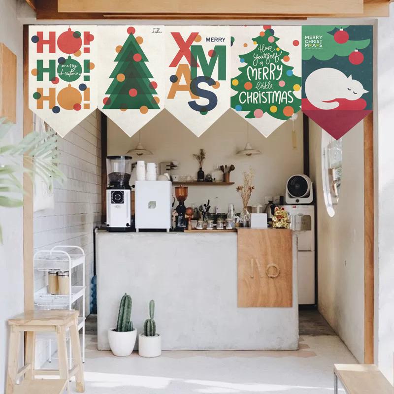 加厚混纺圣诞节隔断帘三角旗帘