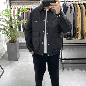 冬季轻薄款翻领羽绒服男简约休闲90白鸭绒工装外套潮牌羽绒衣夹克