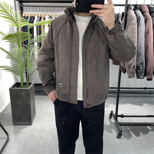 冬季新款暗花纹立领羽绒服男潮流休闲90白鸭绒保暖外套羽绒衣夹克