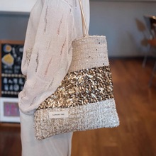 米金小香风时尚百搭单肩包帆布包大容量包包通勤斜挎包高级托特包