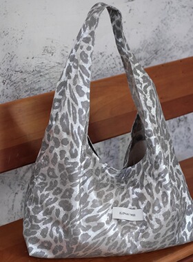 气质豹纹时尚单肩包腋下帆布包hobo流浪包大容量通勤高级感布袋