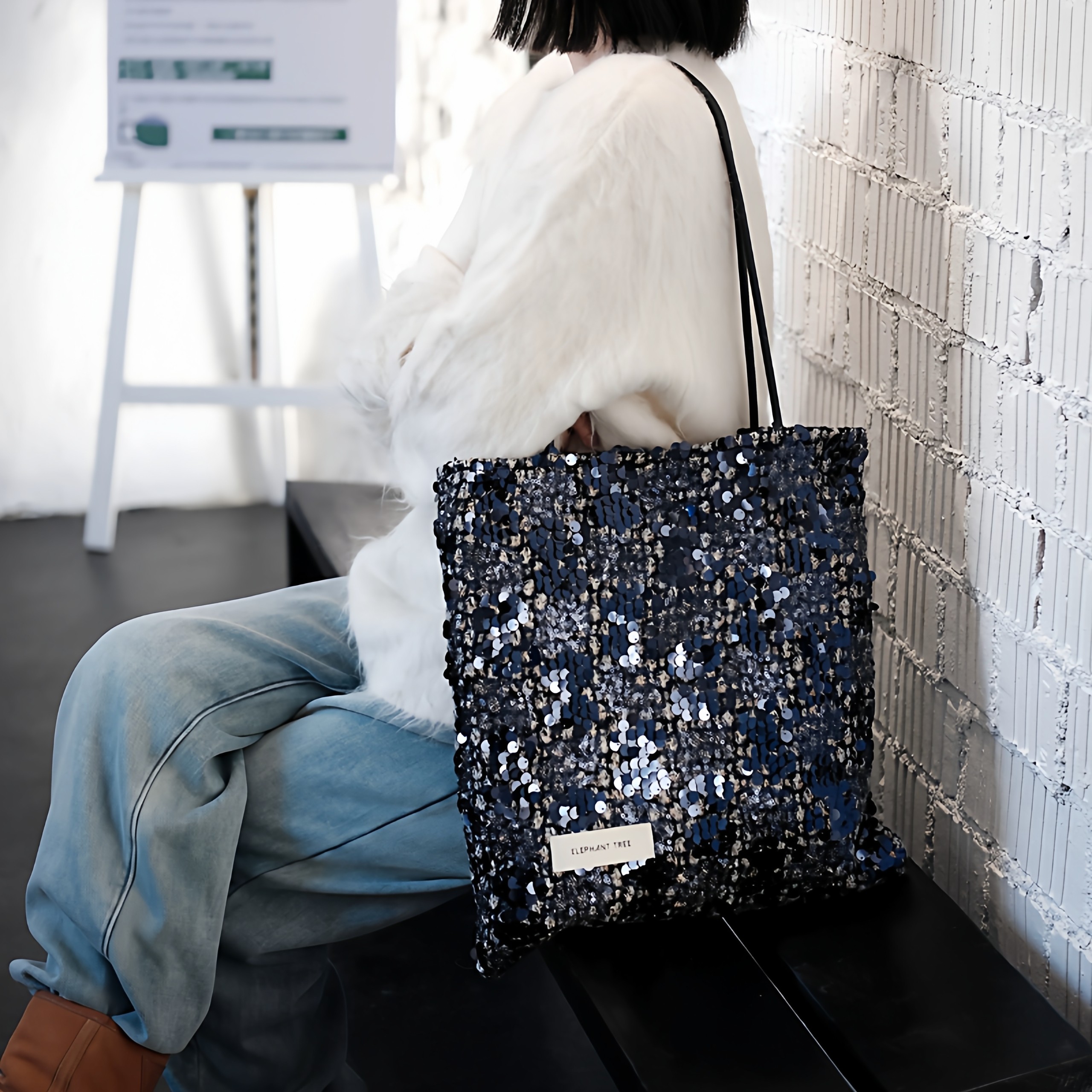 亮片蓝色时尚百搭女生单肩包帆布包大容量小设计轻奢巨好看通勤,箱包皮具/热销女包/男包,通用款女包,淘宝优惠券,粉丝福利购,淘宝优惠卷