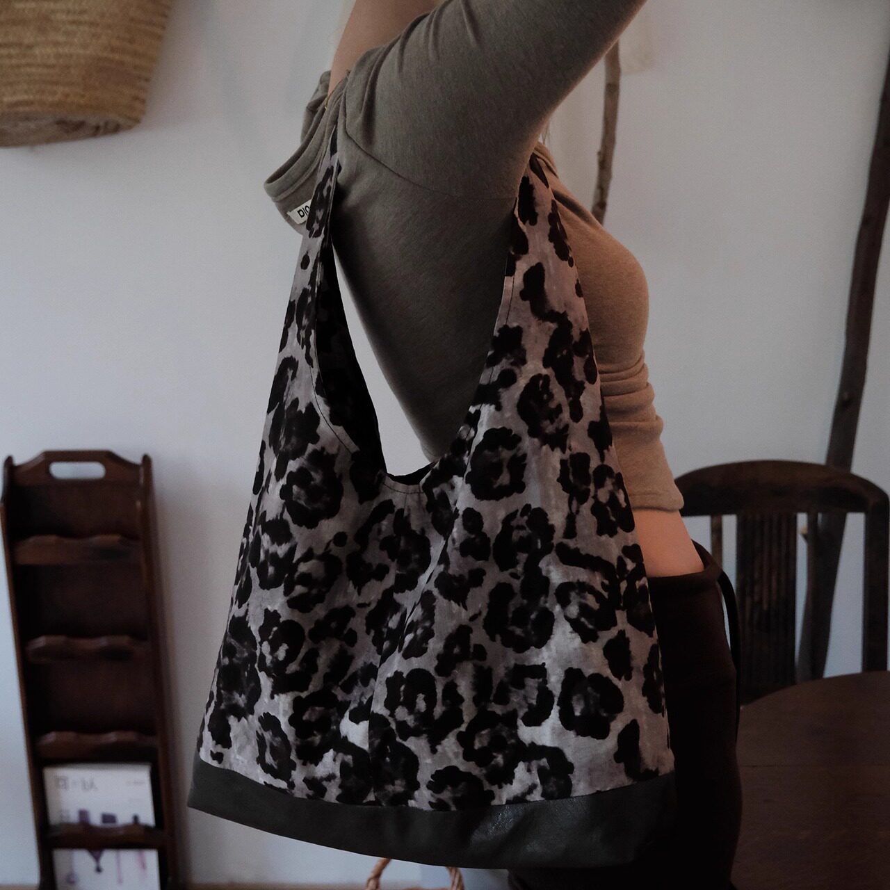 气质美拉德棕豹纹pu时尚单肩包腋下帆布包hobo流浪包大容量包包