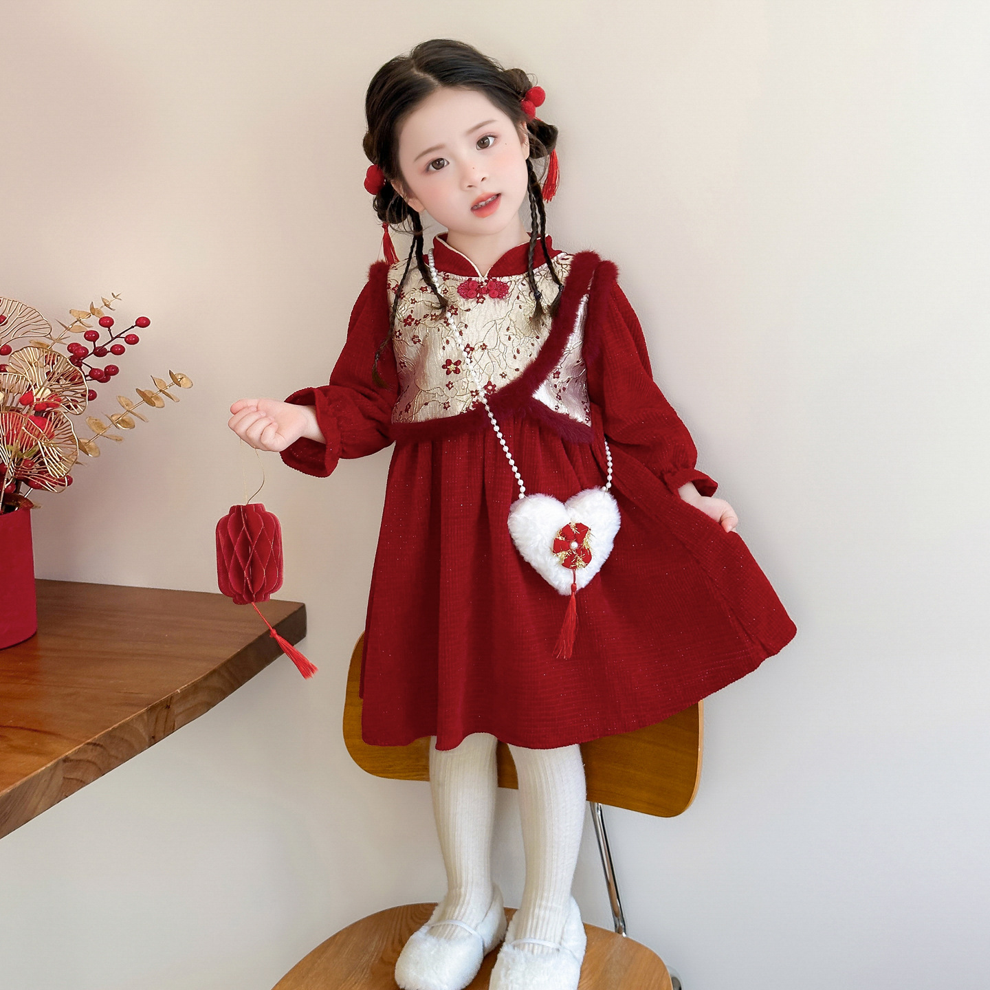 女童连衣裙2025冬新款宝宝过年服