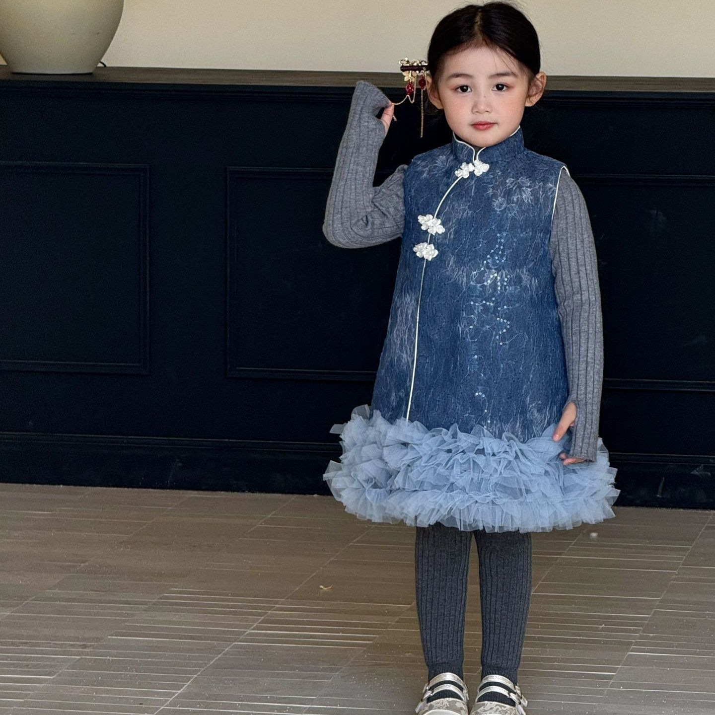 2025冬款女童洋气新中式旗袍裙