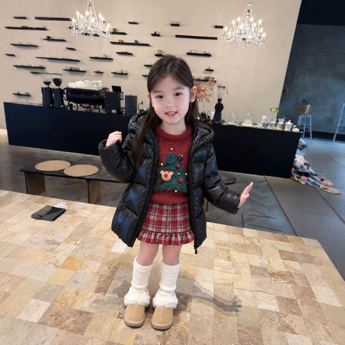 女童加厚保暖连帽耳朵羽绒棉服