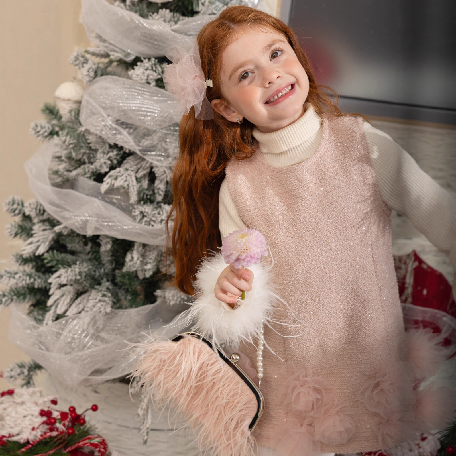 女童洋气小香风亮片连衣裙