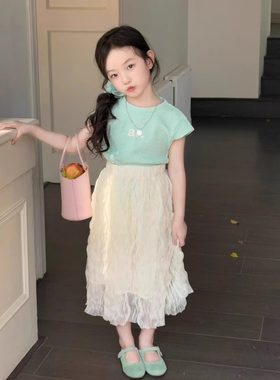2025韩版夏季女童短袖T恤半身裙