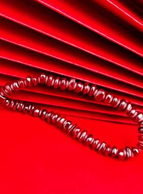 天然辰砂万山朱砂手串原矿石全透晶体随型算盘珠纳福手链高品