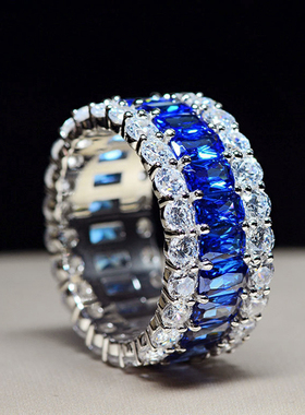 仿真纯银璀璨满钻欧美风排戒