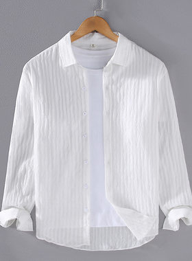 Solid color long sleeved shirt thin versatile shirts men衬衣