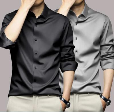 长袖男抗皱免烫高端冰丝衬衣