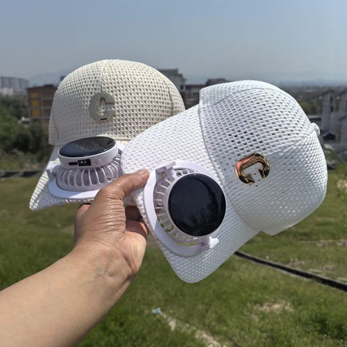 Solar charging with fan cap summer mesh sunscreen couples