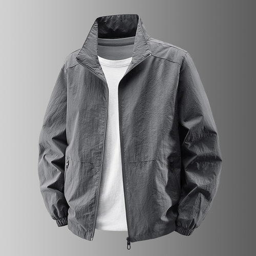 运动夹克男轻薄立领外套宽松防风上衣冲锋登山服Men down jacket