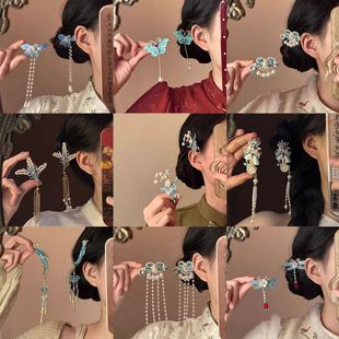 中式烧蓝夹子头饰发夹后脑勺汉服古风宋制边夹女侧边短发发饰设计