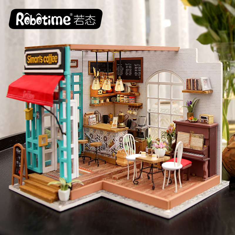 老徐模型 若态diy小屋房子西蒙的时光咖啡馆山姆书店手工立体拼图